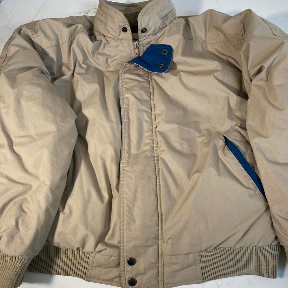 iVntage Members Only Down Jacket Mens 42‎ Tan Beige Bomber Coat  large